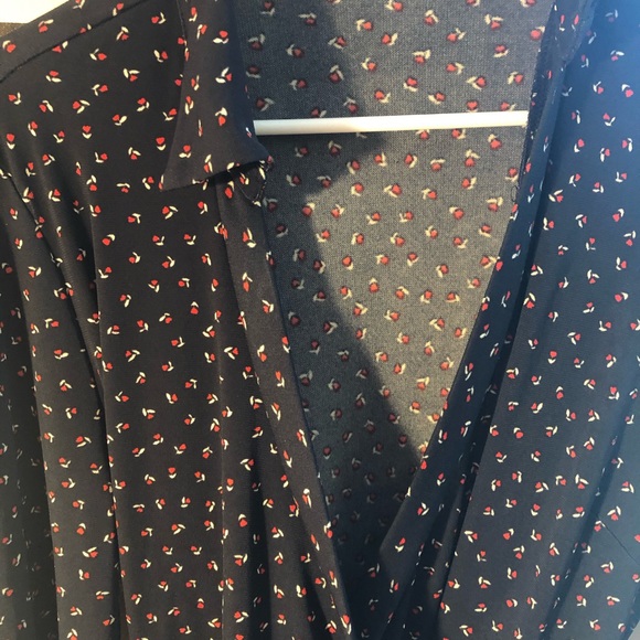 Vintage Navy Collared Long Sleeve Wrap Dress - Picture 3 of 5